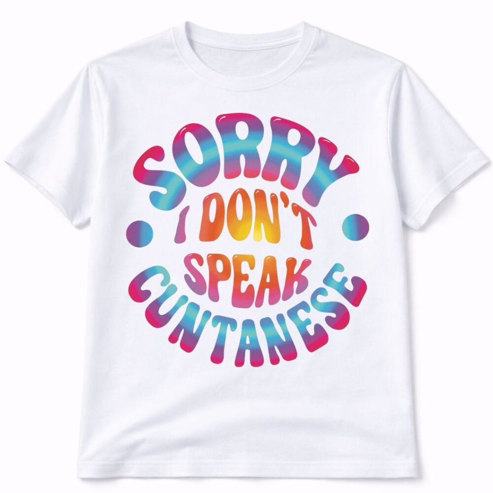 Sorry I Dont Speak Funny Graphic T Shirt Trendy Boutique Style Tee Womens White